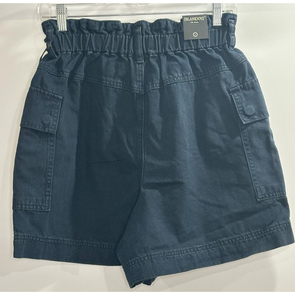 Blank NYC NWT Size S Paperbag Waist High Rise Denim Shorts in Navy Cargo Pockets - Picture 2 of 3